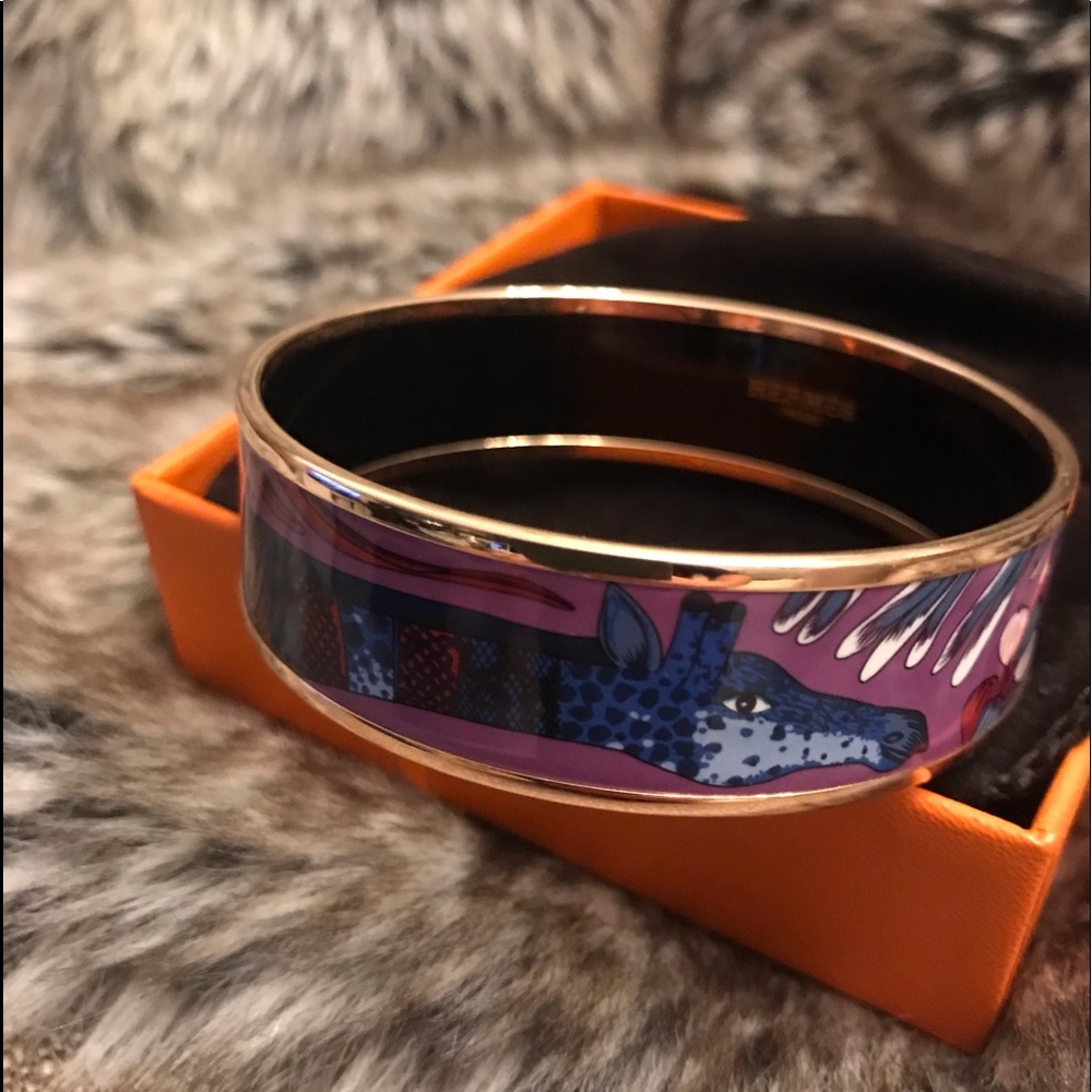 Rare gorgeous Hermes bracelet with pink gold trim.